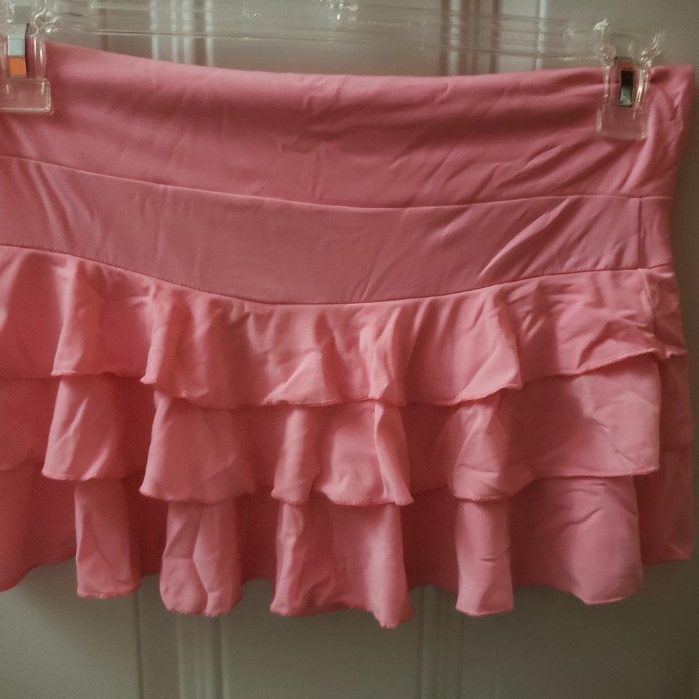 New Lette Juniors Pink Ruffle Mini Skirt Large